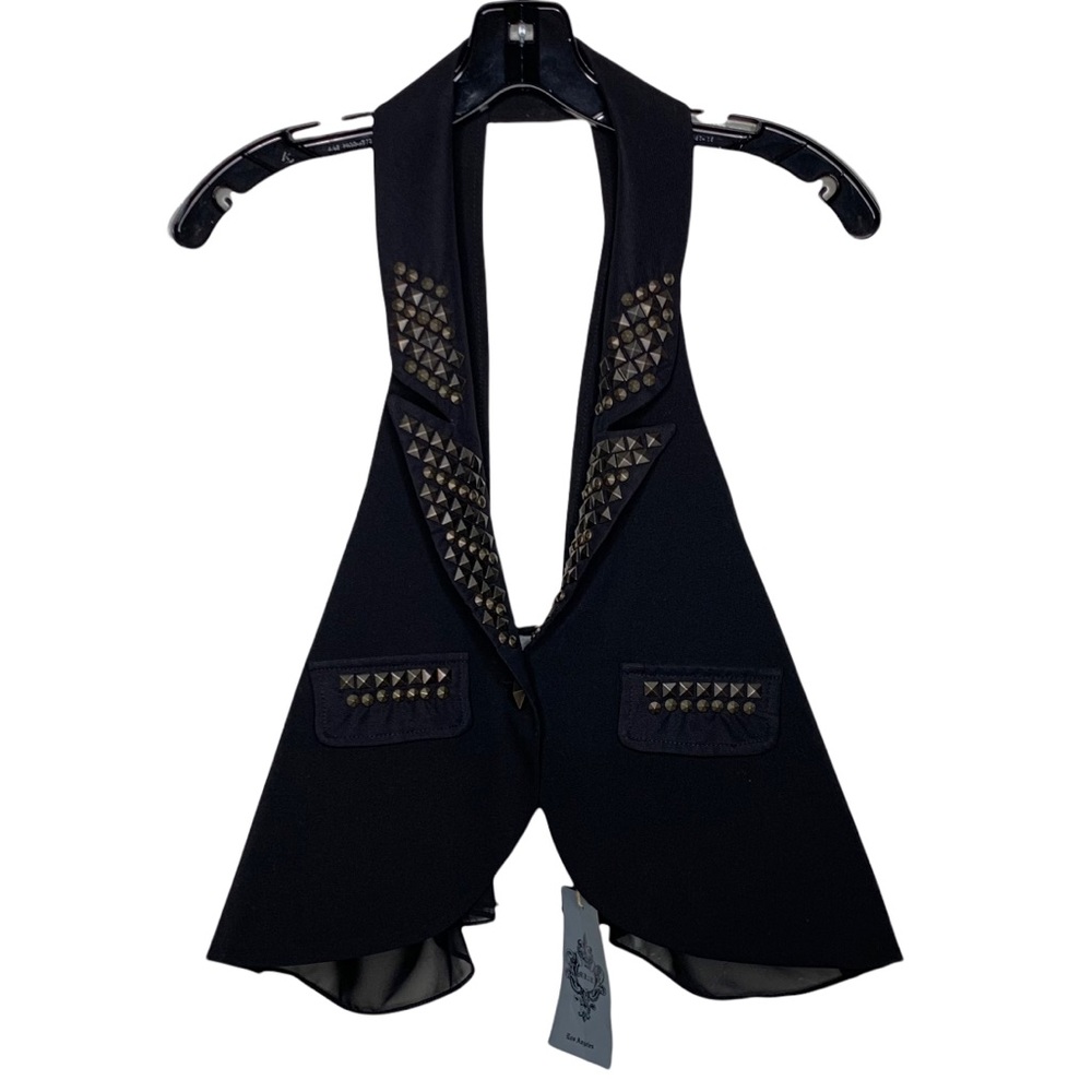MK2K Blazer Vest with Bronze Pyramid Spikes and Studs NWT
